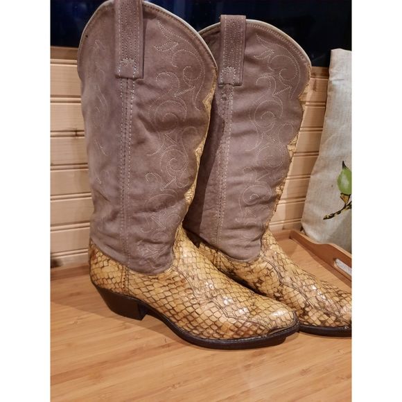 Rare Vintage Dan Post Womens Western Python Snakeskin Boots Sz 7.5M - Picture 4 of 16